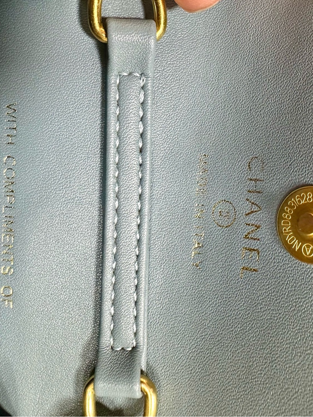 New Authentic CHANEL VIP Beauty Blue Denim Quilted Mini Crossbody bag purse Gold - Picture 14 of 15